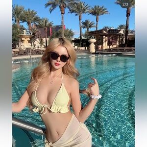 SHEIN yellow bikini with coverup